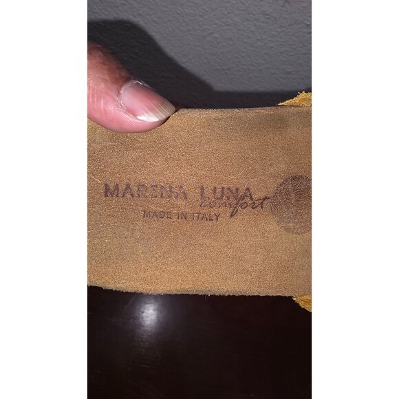 Mariana Luna Women's Yellow Suede Slide Sandals Cork Wedge Soles Size 9 - Picture 8 of 8